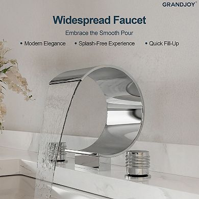 GRANDJOY Waterfall 8" Widespread 2-Handle Bathroom Basin Faucet with Pop Up Drain