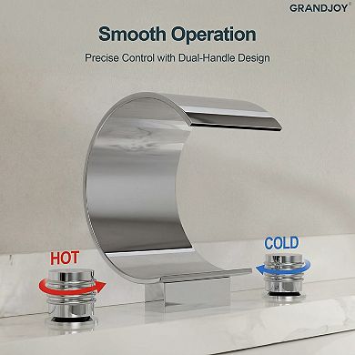 GRANDJOY Waterfall 8" Widespread 2-Handle Bathroom Basin Faucet with Pop Up Drain