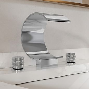 GRANDJOY Waterfall 8" Widespread 2-Handle Bathroom Basin Faucet with Pop Up Drain