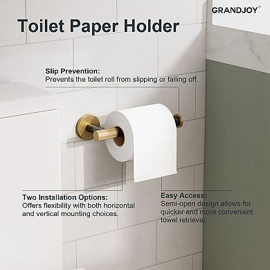 GRANDJOY 4-Piece Bath Hardware Set, Copper & Stainless Steel Towel Bar Kit