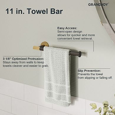 GRANDJOY 4-Piece Bath Hardware Set, Copper & Stainless Steel Towel Bar Kit