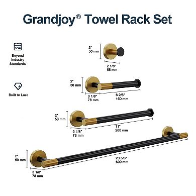 GRANDJOY 4-Piece Bath Hardware Set, Copper & Stainless Steel Towel Bar Kit