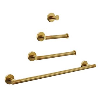 GRANDJOY 4 pc Bath Hardware Set, Copper & Stainless Steel Towel Bar Kit