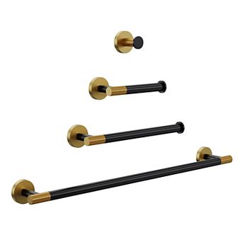 GRANDJOY 4 pc Bath Hardware Set, Copper & Stainless Steel Towel Bar Kit