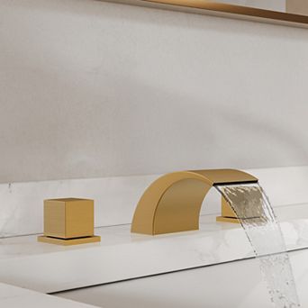 GRANDJOY Waterfall 8 in Widespread 2-Handle Bathroom Sink Faucet with Pop-Up Drain 1.2 GPM