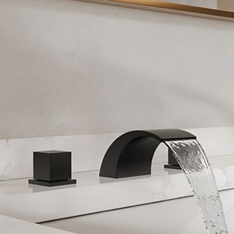 GRANDJOY Waterfall 8 in Widespread 2-Handle Bathroom Sink Faucet with Pop-Up Drain 1.2 GPM