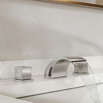 GRANDJOY Waterfall 8 in Widespread 2-Handle Bathroom Sink Faucet with Pop-Up Drain 1.2 GPM