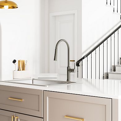 GRANDJOY Pull-Down Kitchen Faucet with 2-Function Sprayer Single-Handle Swivel Spout 1.8GPM