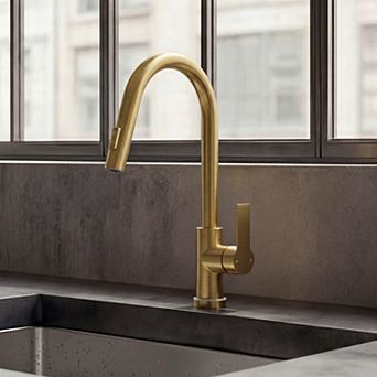 GRANDJOY 2-Function High-Arc Single Handle Pull-Down Kitchen Faucet with LED Temperature Indicator