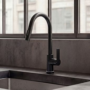 GRANDJOY 2-Function High-Arc Single Handle Pull-Down Kitchen Faucet with LED Temperature Indicator