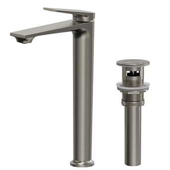 GRANDJOY Tall Vessel Sink Faucet Solid Brass Single Handle Bathroom Tap with Pop Up Drain