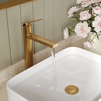 GRANDJOY 12 in Tall Vessel Sink Bathroom Faucet Single Handle Single Hole with Pop Up Drain 1.2 GPM