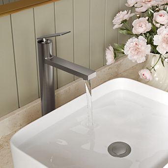 GRANDJOY 12 in Tall Vessel Sink Bathroom Faucet Single Handle Single Hole with Pop Up Drain 1.2 GPM