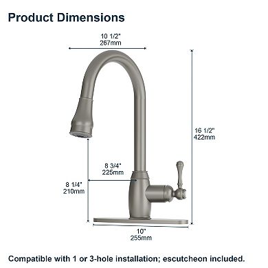GRANDJOY Single Handle Kitchen Faucet 1.8GPM High Arc Pull Down Sprayer Sink Faucet