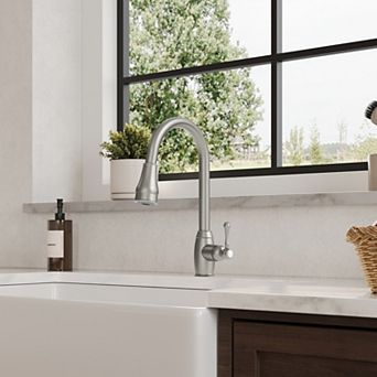 GRANDJOY Single Handle Kitchen Faucet 1.8GPM High Arc Pull Down Sprayer Sink Faucet