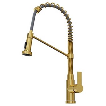 GRANDJOY LED Pull Down Kitchen Faucet Single Handle Commercial Spring Gooseneck 1.8GPM