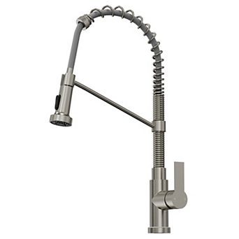 GRANDJOY LED Pull Down Kitchen Faucet Single Handle Commercial Spring Gooseneck 1.8GPM