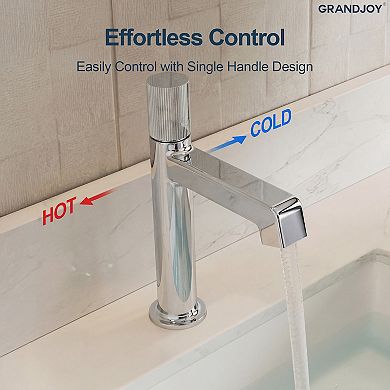 GRANDJOY Solid Brass Single Hole Bathroom Vanity Sink Faucet with Pop Up Drain
