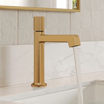 GRANDJOY Solid Brass Single Hole Bathroom Vanity Sink Faucet with Pop Up Drain