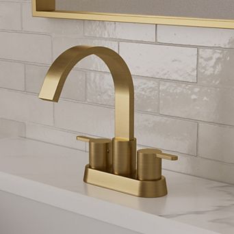 GRANDJOY Waterfall 4-Inch Centerset 2-Handle High Arc Bathroom Faucet with Pop-Up Drain