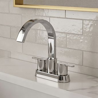 GRANDJOY Waterfall 4-Inch Centerset 2-Handle High Arc Bathroom Faucet with Pop-Up Drain