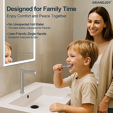 GRANDJOY Vessel Sink Faucet Tall Bathroom Tap Knurled Handle Solid Brass with Pop Up Drain
