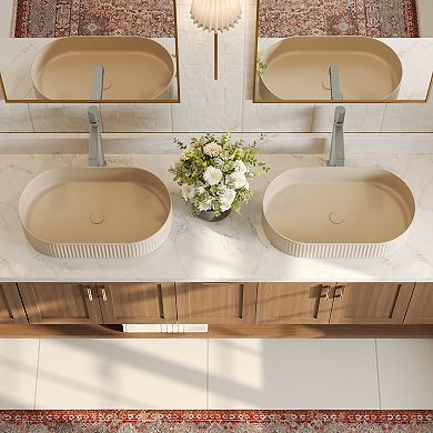 GRANDJOY Vessel Sink Faucet Tall Bathroom Tap Knurled Handle Solid Brass with Pop Up Drain
