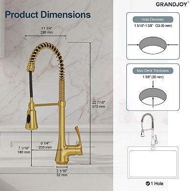 GRANDJOY Deck-Mount Single Handle Pull-Down Commercial Kitchen Faucet with Dual Spray Modes