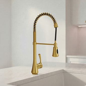 GRANDJOY Deck-Mount Single Handle Pull-Down Commercial Kitchen Faucet with Dual Spray Modes