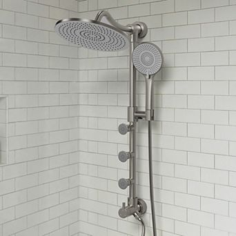 GRANDJOY 10 in Rain Shower Faucet System with Body Jets Handheld Shower and 3-Way Diverter
