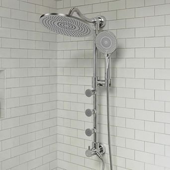 GRANDJOY 10 in Rain Shower Faucet System with Body Jets Handheld Shower and 3-Way Diverter