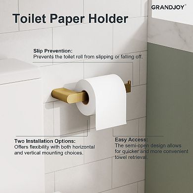 GRANDJOY 4-Piece Bathroom Hardware Set 304 Stainless Steel Towel Bar Hook Holder