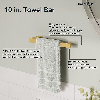 GRANDJOY 4-Piece Bathroom Hardware Set 304 Stainless Steel Towel Bar Hook Holder