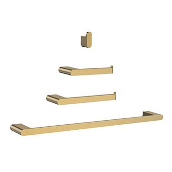 GRANDJOY 4 pc Bathroom Hardware Set 304 Stainless Steel Towel Bar Hook Holder