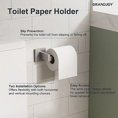 GRANDJOY 4-Piece Bathroom Hardware Set with Towel Bars, TP Holder & Robe Hook, Stainless Steel