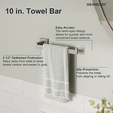 GRANDJOY 4-Piece Bathroom Hardware Set with Towel Bars, TP Holder & Robe Hook, Stainless Steel