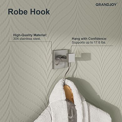 GRANDJOY 4-Piece Bathroom Hardware Set with Towel Bars, TP Holder & Robe Hook, Stainless Steel