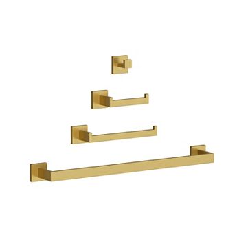 GRANDJOY 4 pc Bathroom Hardware Set with Towel Bars, TP Holder & Robe Hook, Stainless Steel