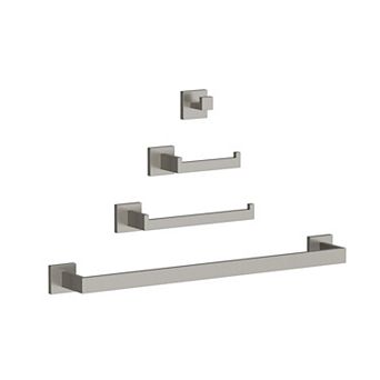 GRANDJOY 4 pc Bathroom Hardware Set with Towel Bars, TP Holder & Robe Hook, Stainless Steel