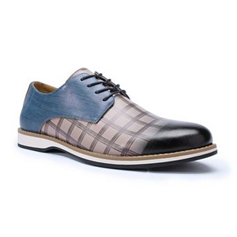 Mens Oxford Shoes Plaid Lace Up Checked Business Casual Dress