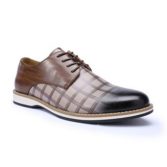 Mens Oxford Shoes Plaid Lace Up Checked Business Casual Dress