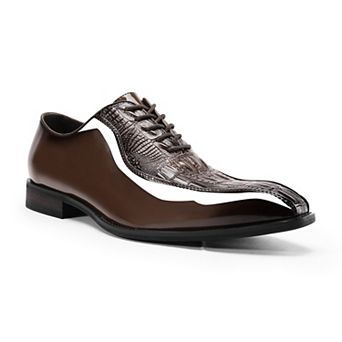 Mens Oxford Dress Shoes Shiny Croc Embossed Tuxedo Formal Wedding Shoes