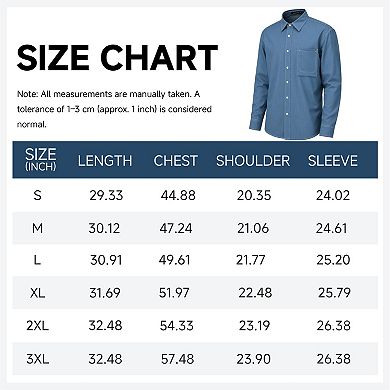 Men's Classic Fit Faux Denim Shirt Casual Long Sleeve Button Up