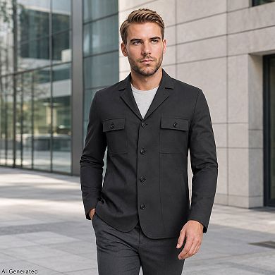 Men's Casual Blazer Faux Linen Lightweight Regular Fit Sport Coat