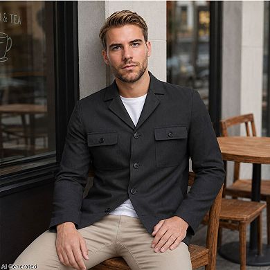 Men's Casual Blazer Faux Linen Lightweight Regular Fit Sport Coat