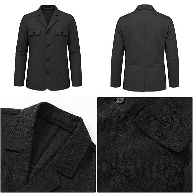 Men's Casual Blazer Faux Linen Lightweight Regular Fit Sport Coat
