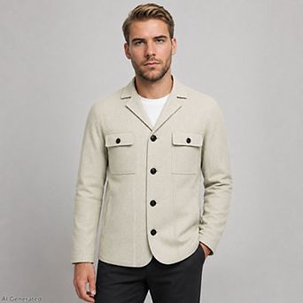 Men's Casual Blazer Faux Linen Lightweight Regular Fit Sport Coat