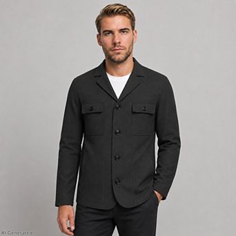 Men's Casual Blazer Faux Linen Lightweight Regular Fit Sport Coat