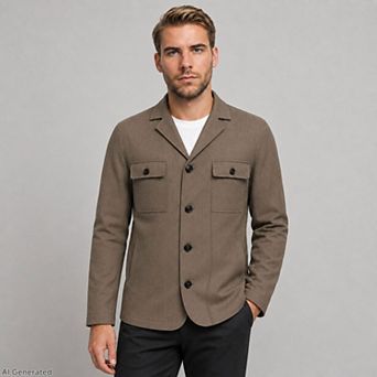 Men's Casual Blazer Faux Linen Lightweight Regular Fit Sport Coat