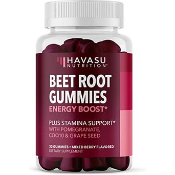 Havasu Nutrition Beet Root + CoQ10 Gummies with Pomegranate Extract — Nitric Oxide Booster.